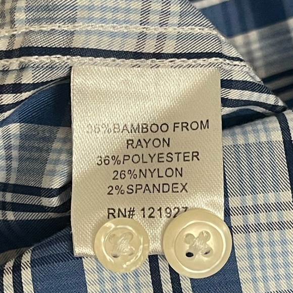 Johnnie-O Navy and White Plaid Shirt - Picture 10 of 14